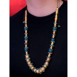 Handmade necklace with roman glass and gold elements